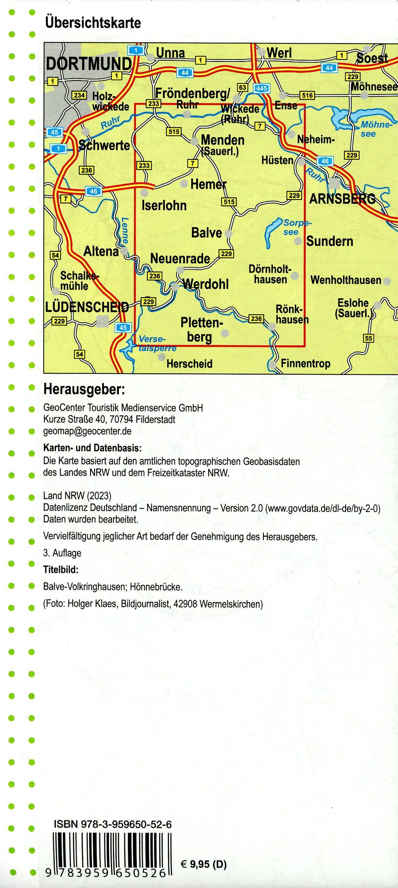 Beispielinhalt (Bild) Balve, Hemer, Iserlohn, Menden im Märkischen Sauerland Blatt 24, topographische Wanderkarte NRW