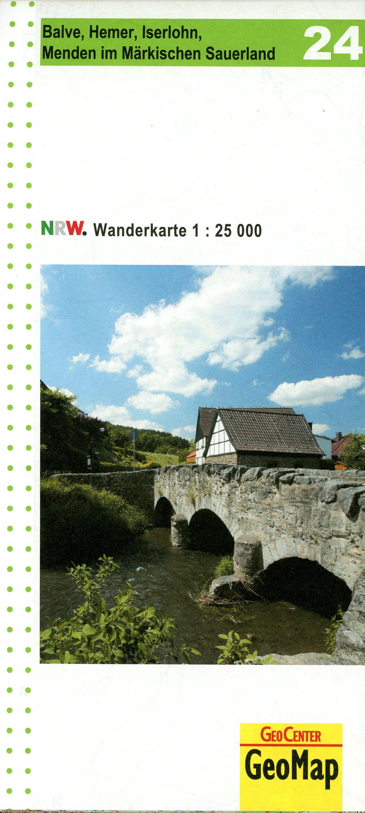 Vorderes Coverbild Balve, Hemer, Iserlohn, Menden im Märkischen Sauerland Blatt 24, topographische Wanderkarte NRW