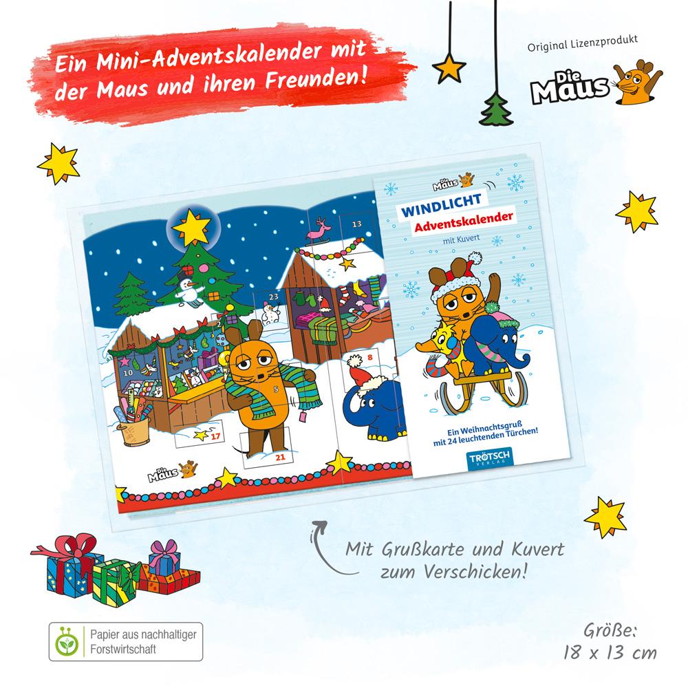 Beispielinhalt (Bild) Trötsch Die Maus Windlicht Adventskalender