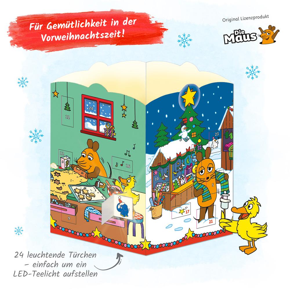 Beispielinhalt (Bild) Trötsch Die Maus Windlicht Adventskalender