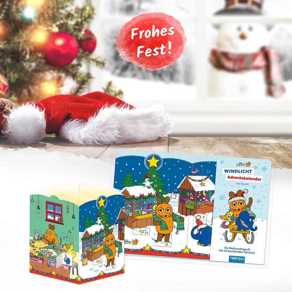 Beispielinhalt (Bild) Trötsch Die Maus Windlicht Adventskalender