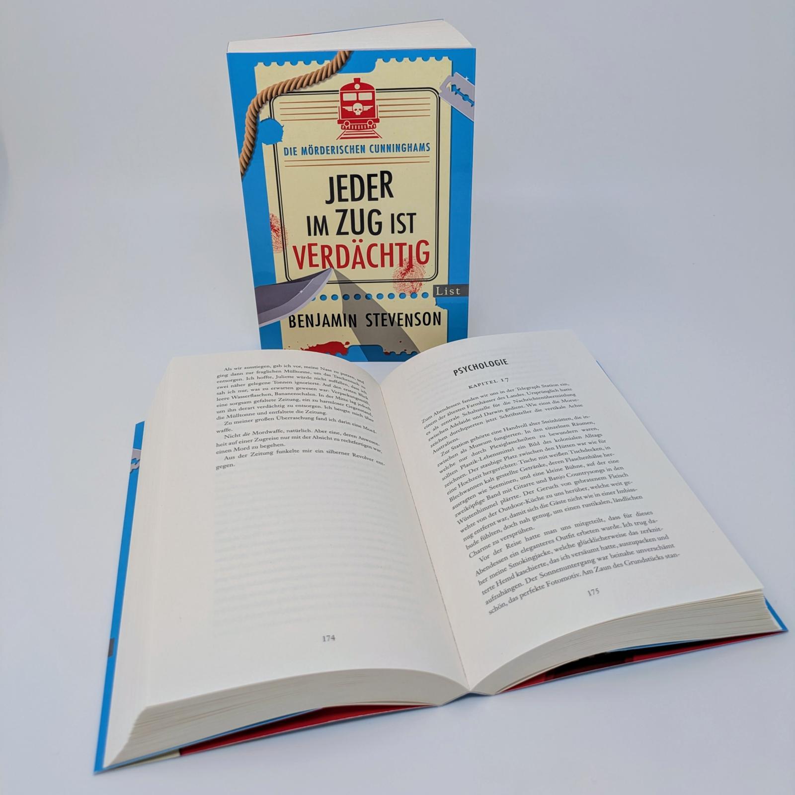 Beispielinhalt (Bild) Die mörderischen Cunninghams. Jeder im Zug ist verdächtig