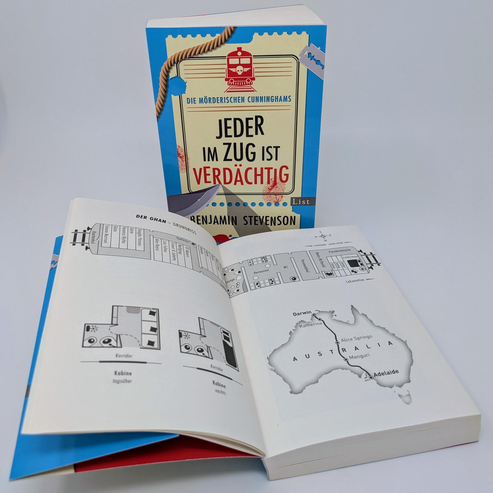 Beispielinhalt (Bild) Die mörderischen Cunninghams. Jeder im Zug ist verdächtig