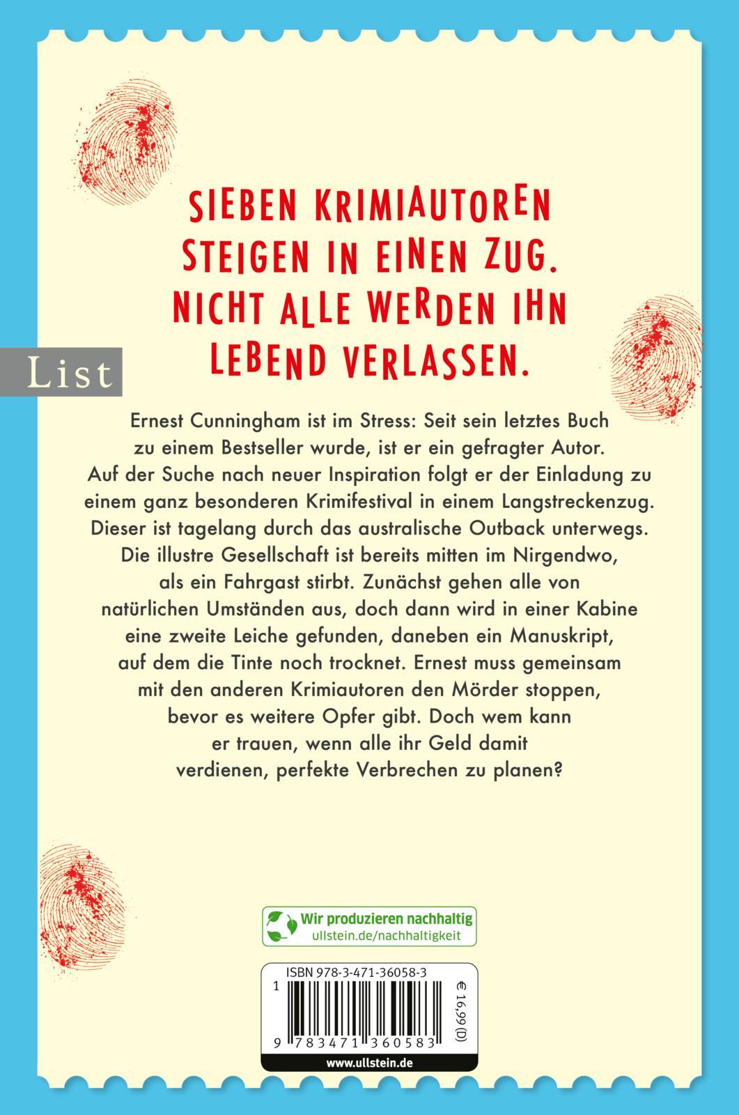 Rückseitencover Die mörderischen Cunninghams. Jeder im Zug ist verdächtig