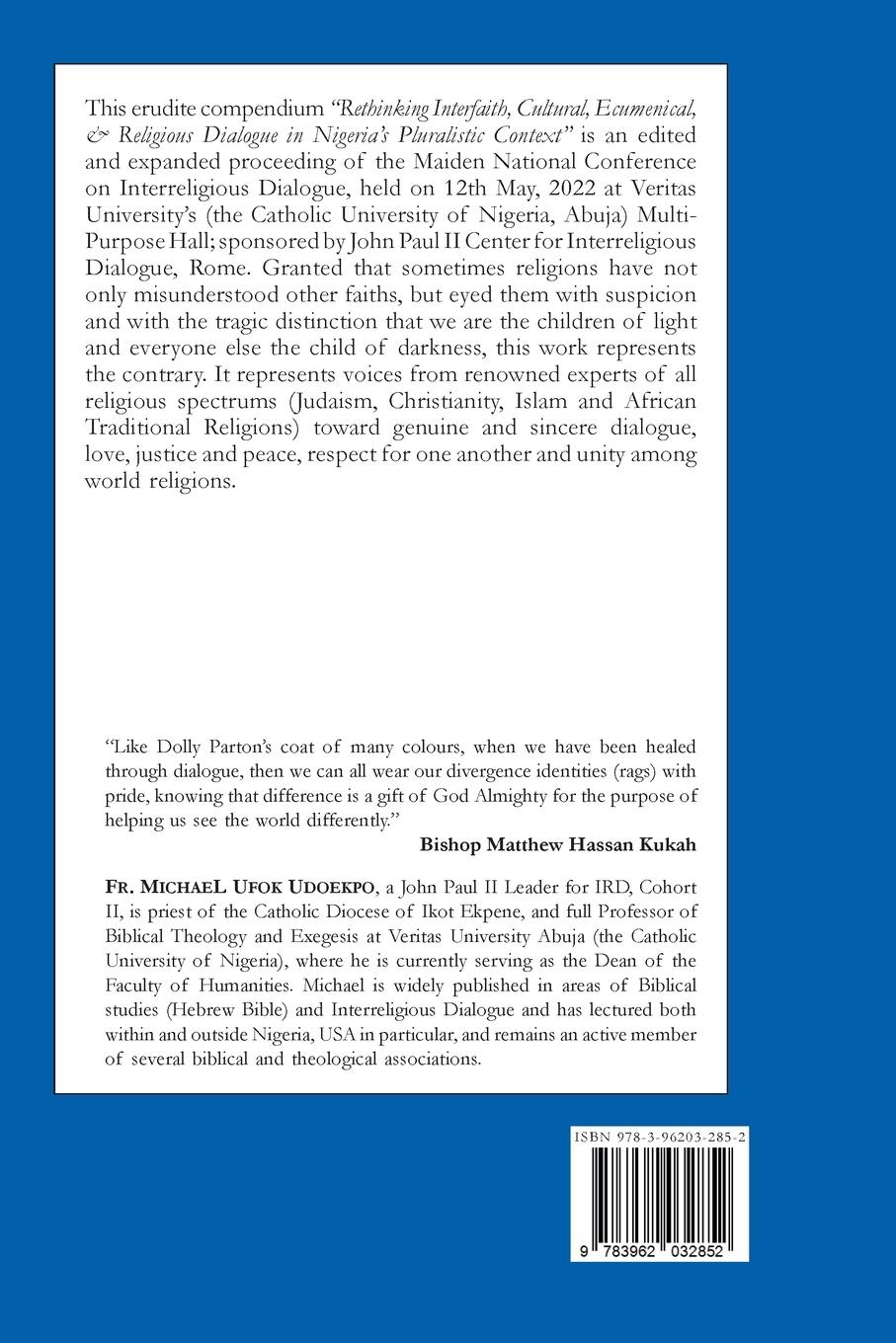 Rückseitencover Rethinking Interfaith, Cultural, Ecumenical and Religious Dialouge in a Nigeria's Pluralistic Context