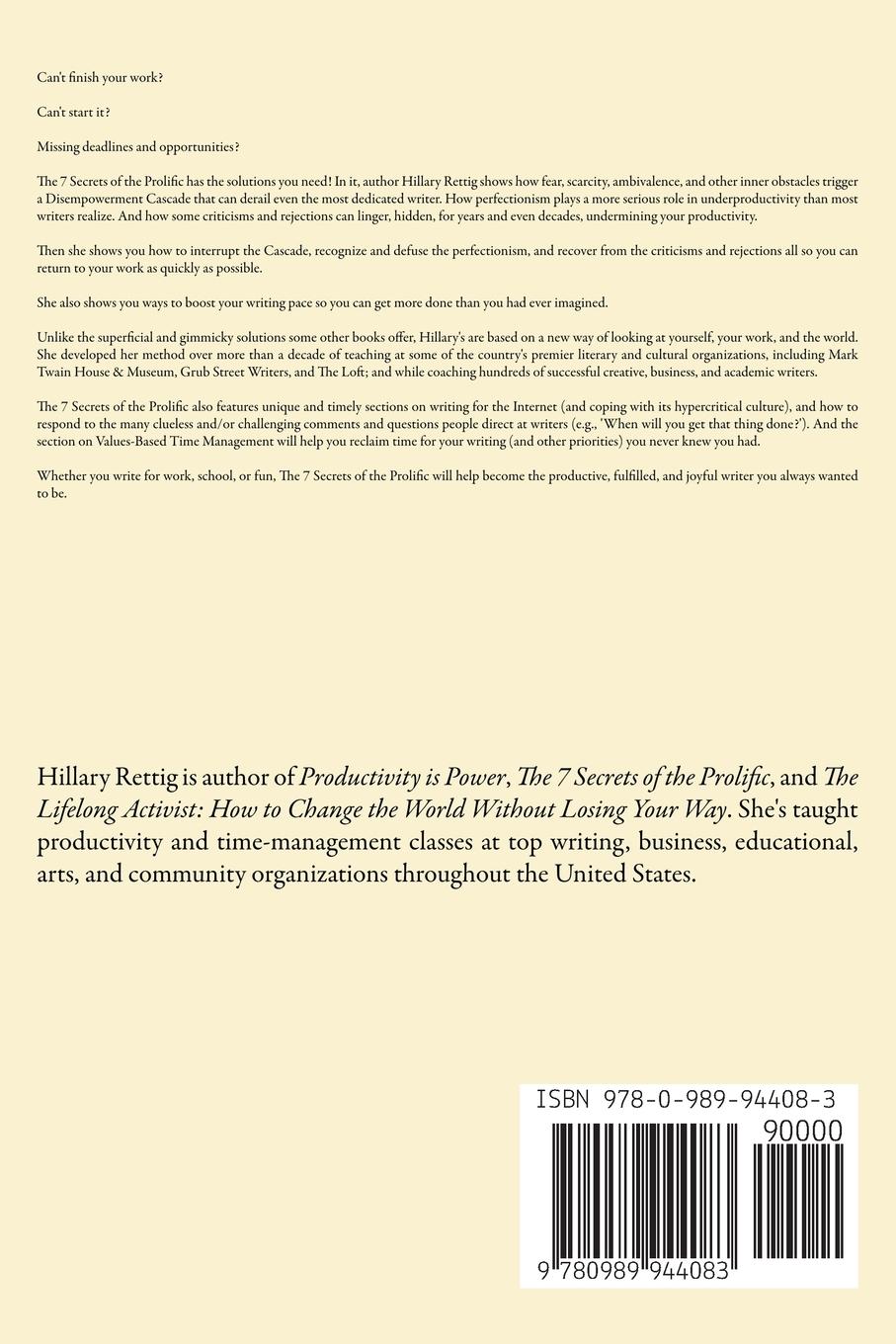 Rückseitencover The 7 Secrets of the Prolific