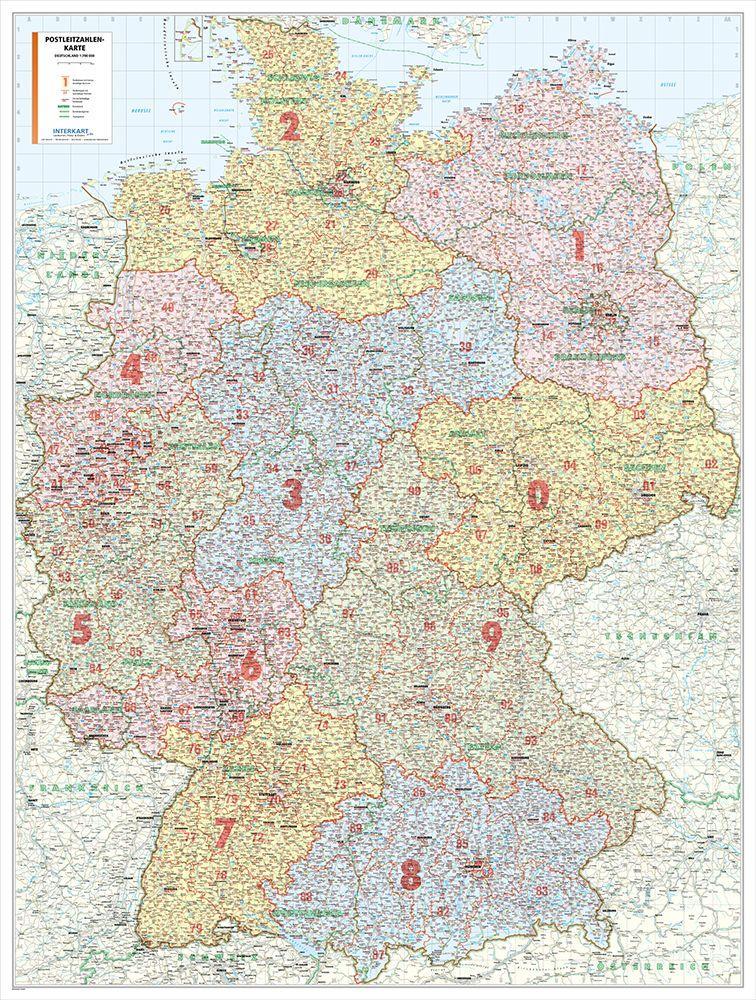 Vorderes Coverbild Postleitzahlenkarte Deutschland als Poster