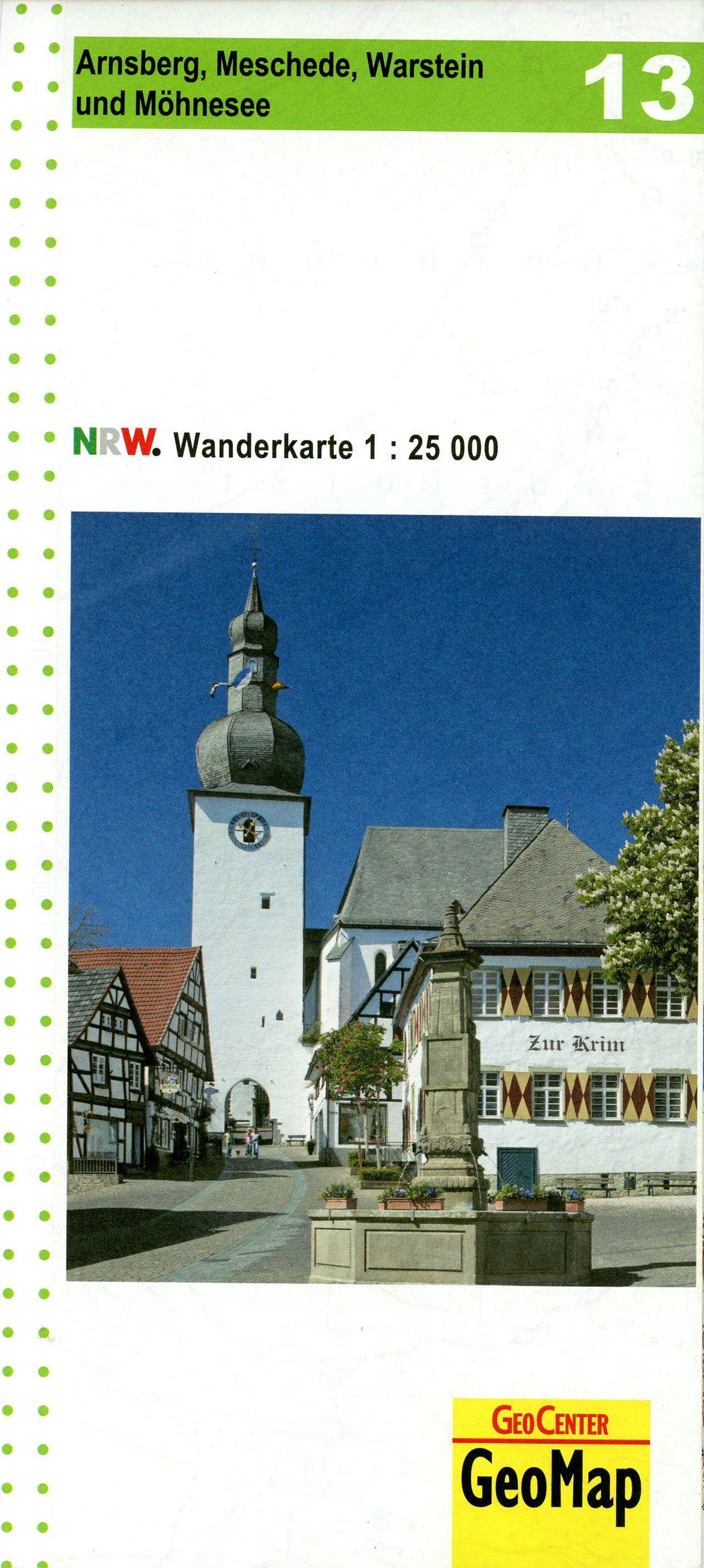Vorderes Coverbild Arnsberg, Meschede, Warstein und Möhnsee Blatt 13, topographische Wanderkarte NRW