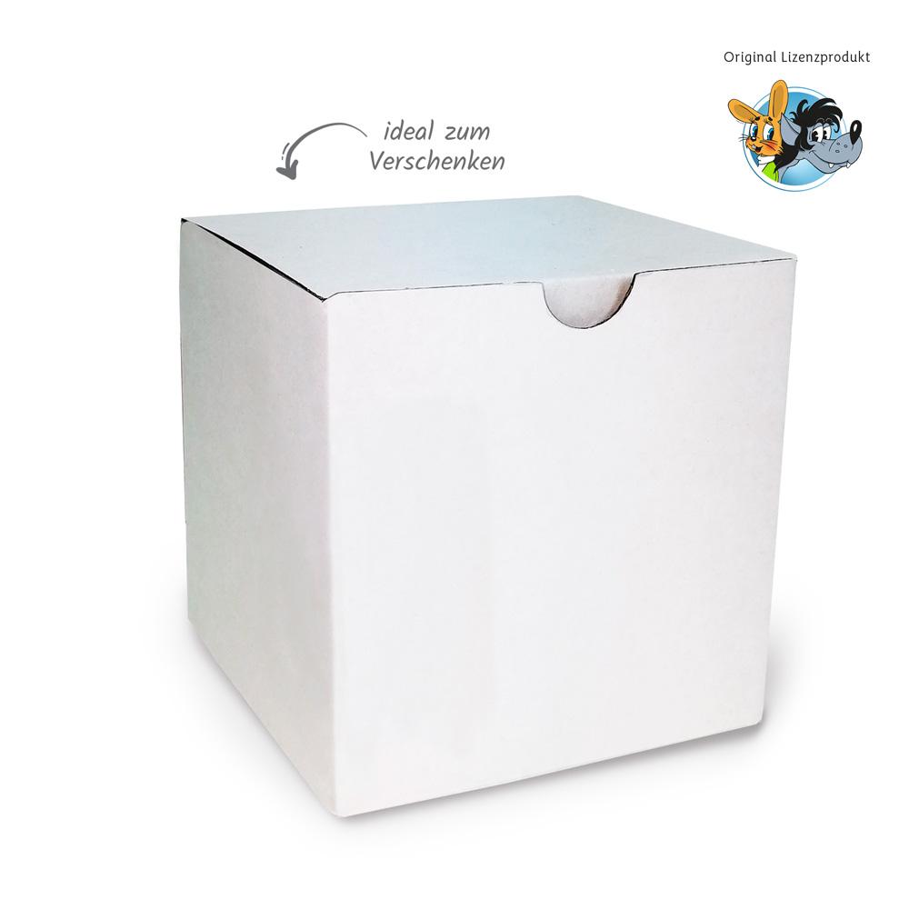 Beispielinhalt (Bild) Trötsch Tasse Hase & Wolf Nu pogodi Nu pagadi Emaillebecher