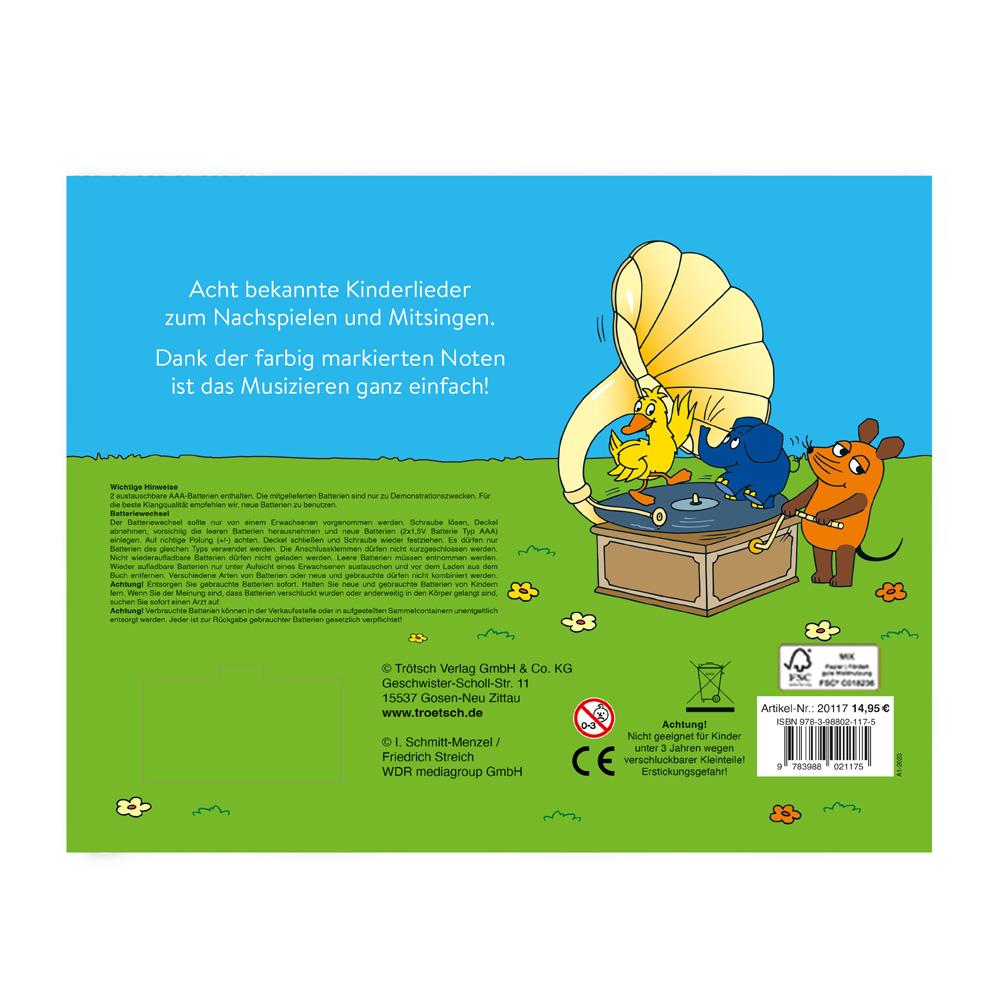 Rückseitencover Trötsch Die Maus Klavierbuch Meine ersten Lieder Soundbuch Liederbuch