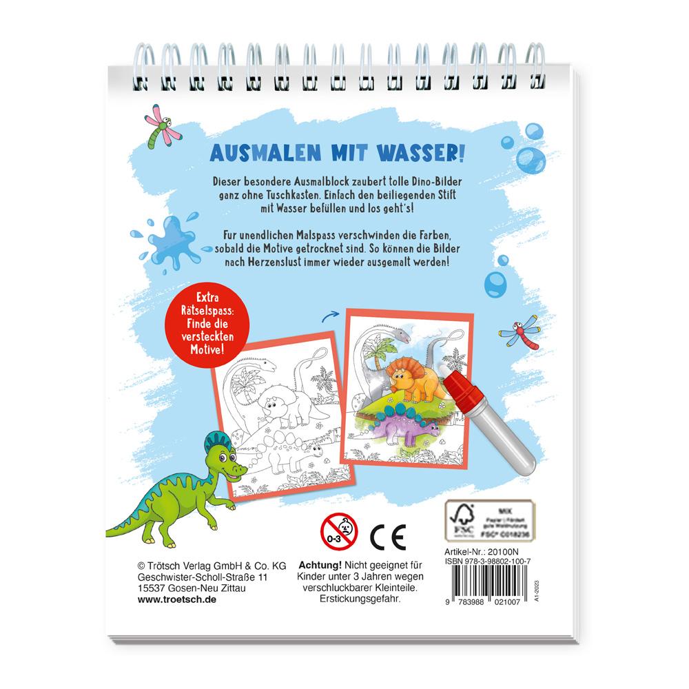 Rückseitencover Trötsch Wassermalspaß mit Zauberstift Dinosaurier