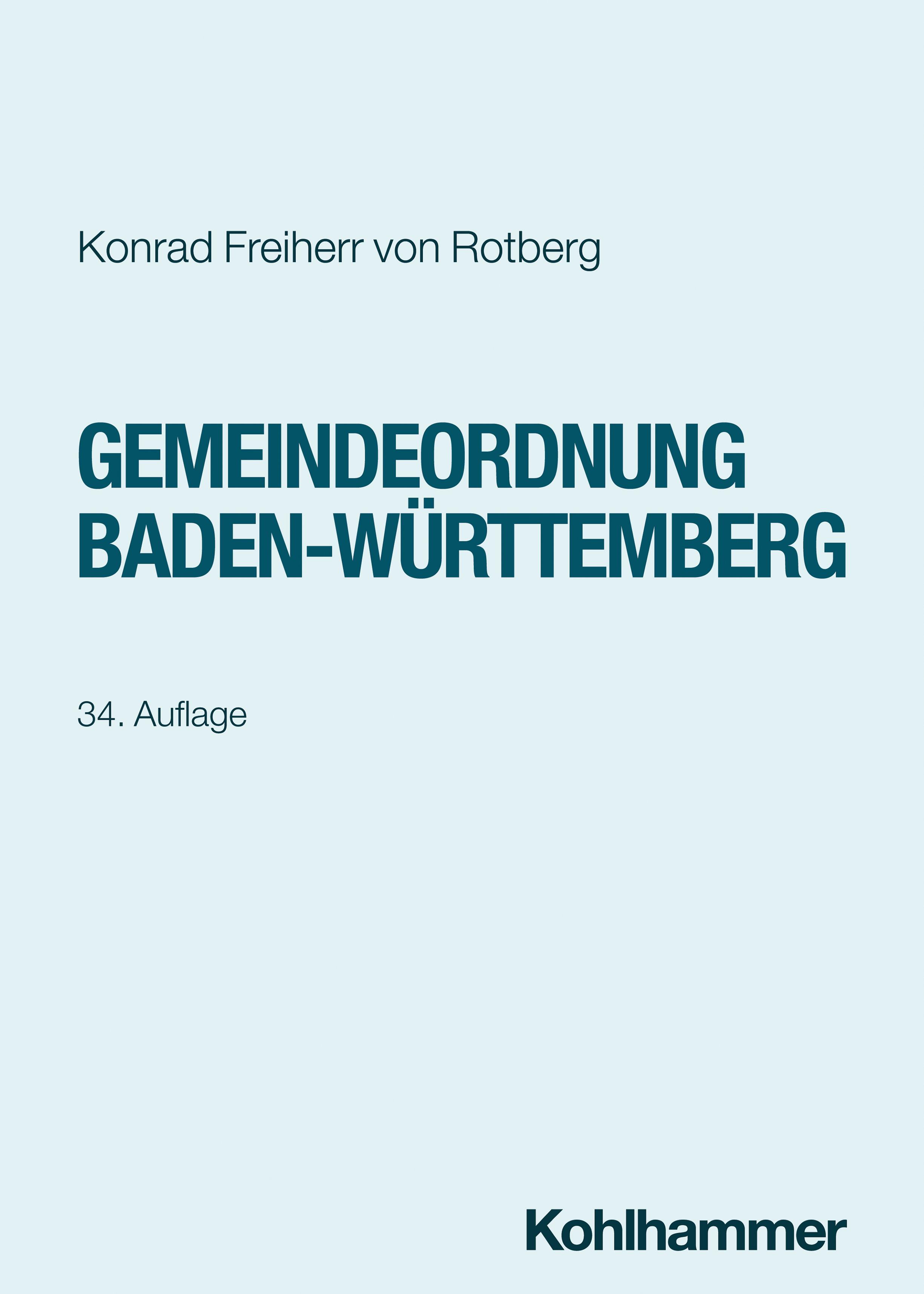 Vorderes Coverbild Gemeindeordnung Baden-Württemberg