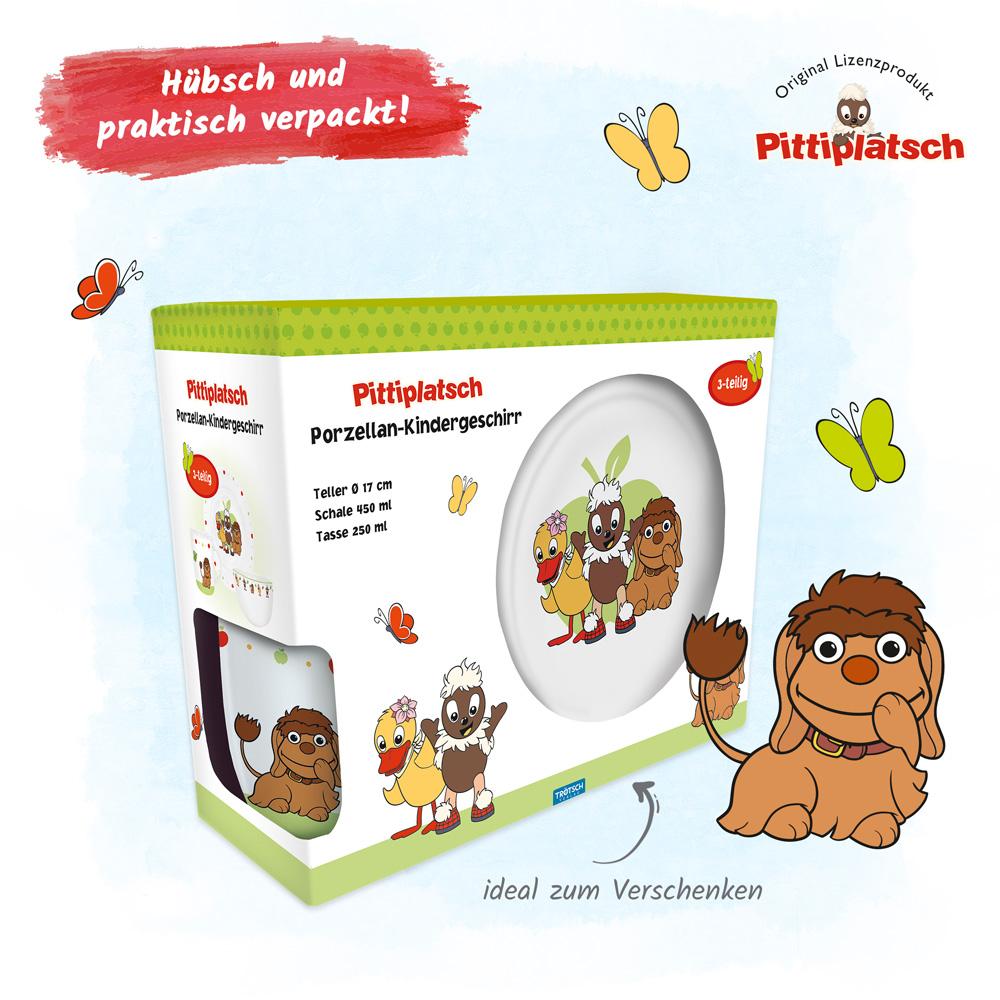 Beispielinhalt (Bild) Trötsch Pittiplatsch und Freunde Geschirrset aus Porzellan
