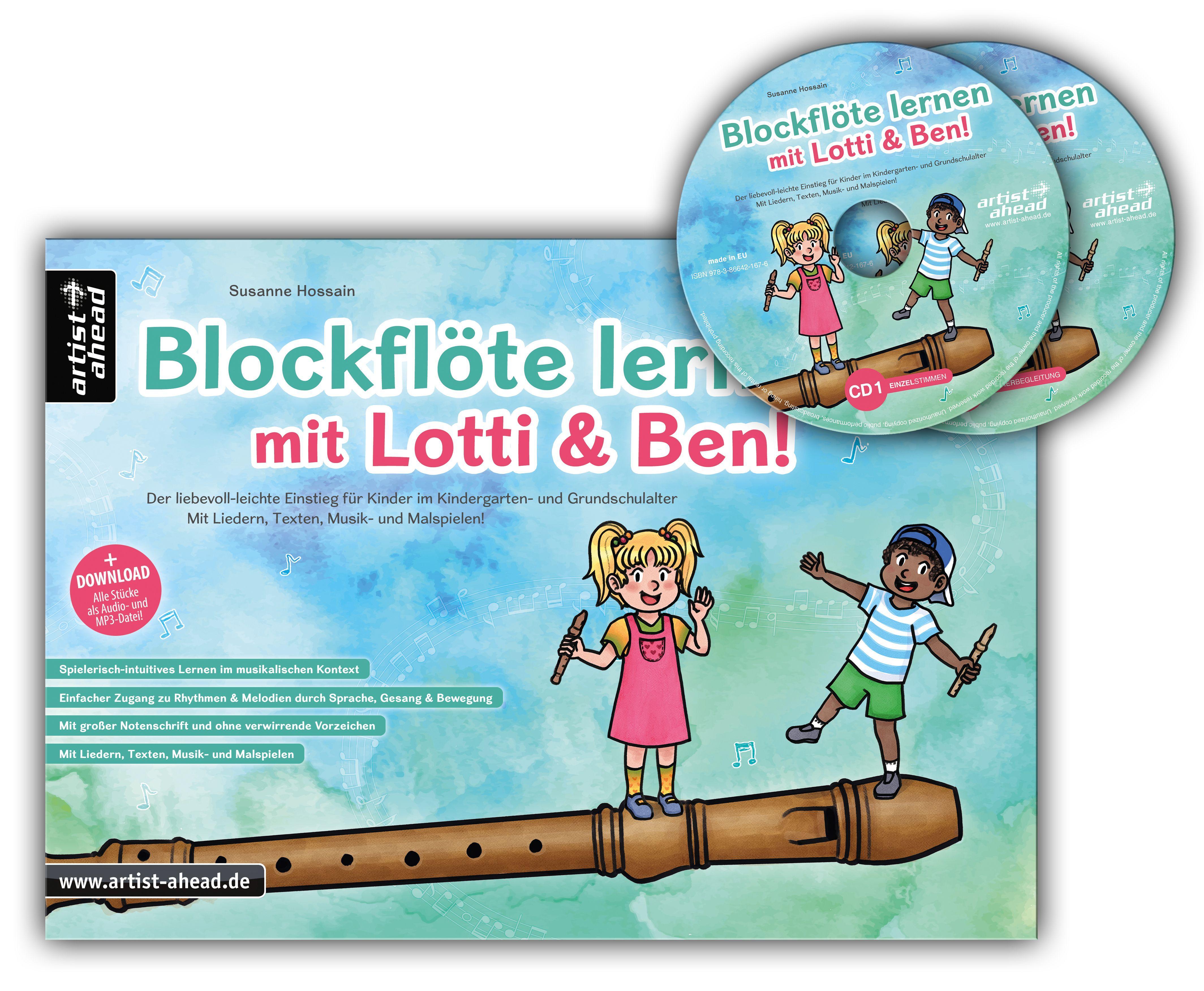 Vorderes Coverbild Blockflöte lernen mit Lotti & Ben + 2 Audio-CDs!
