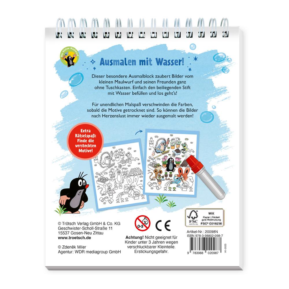 Rückseitencover Trötsch Der kleine Maulwurf Zaubermalspaß mit Wasserstift Malblock