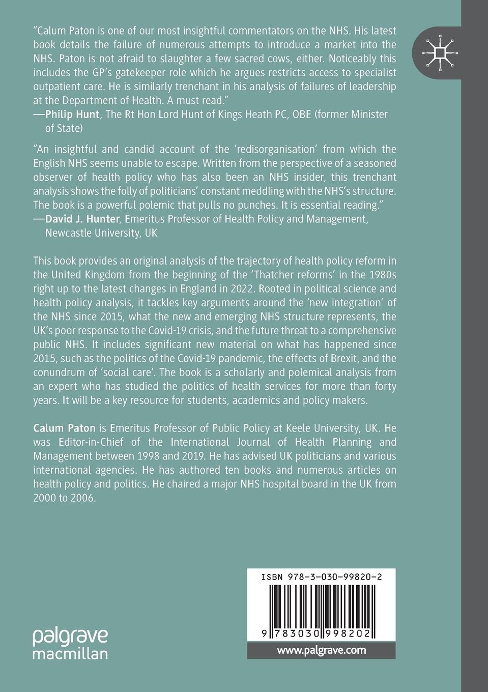 Rückseitencover NHS Reform and Health Politics in the UK