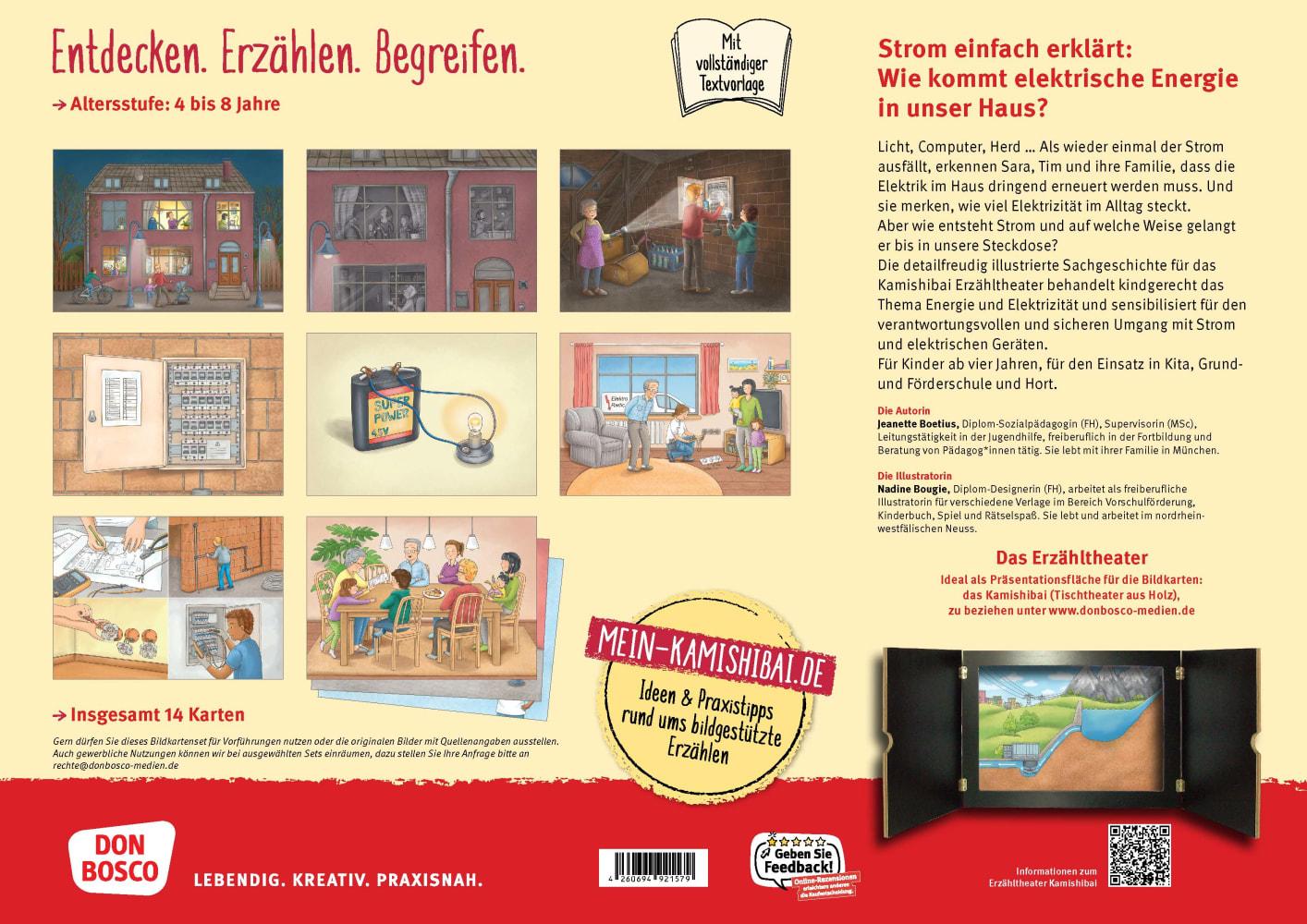 Beispielinhalt (Bild) Wie kommt der Strom in die Steckdose? Von Elektrizität und Stromerzeugung. Kamishibai Bildkartenset