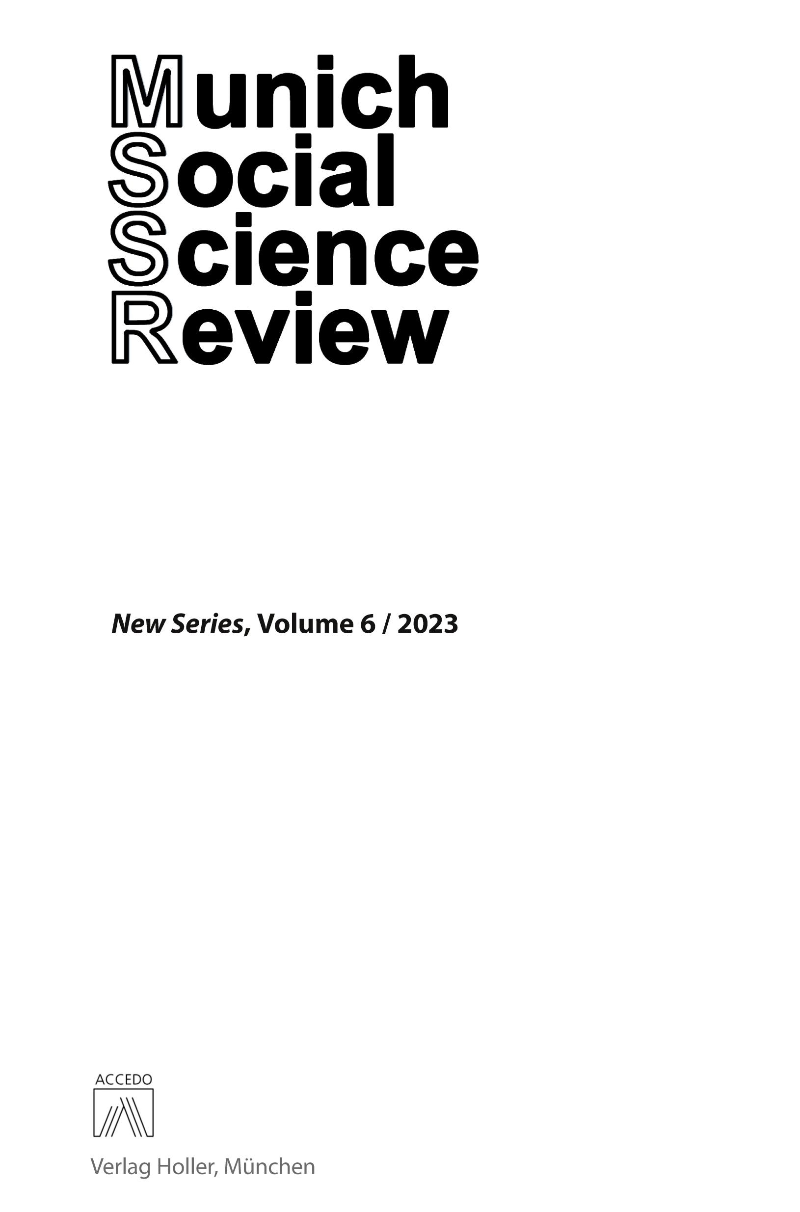 Vorderes Coverbild Munich Social Science Review (MSSR), Volume 6