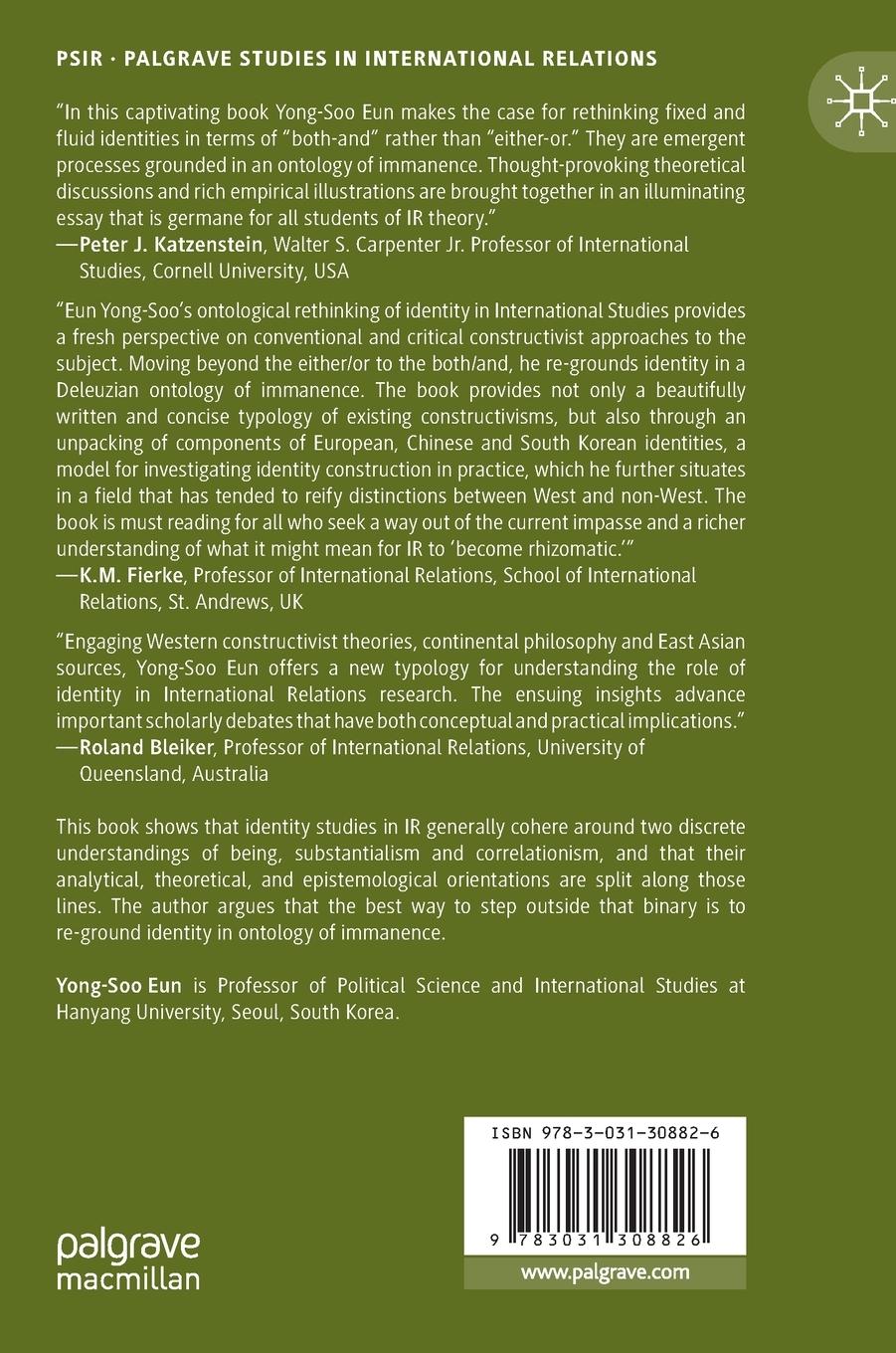 Rückseitencover An Ontological Rethinking of Identity in International Studies
