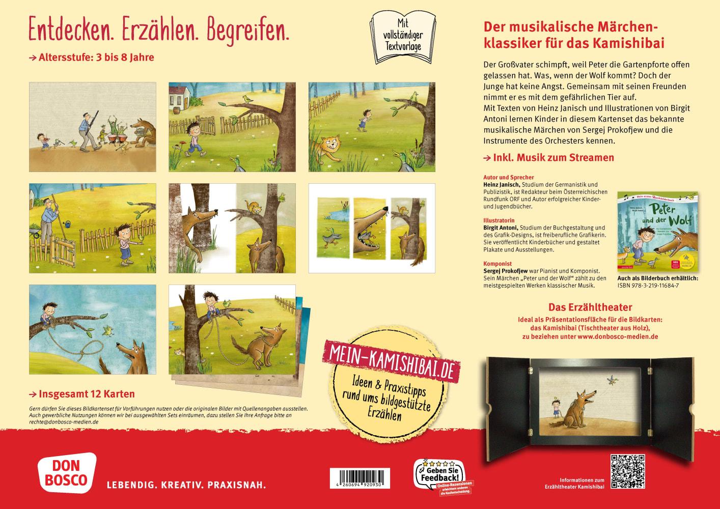 Beispielinhalt (Bild) Peter und der Wolf. Ein musikalisches Märchen von Sergej Prokofjew. Kamishibai Bildkartenset