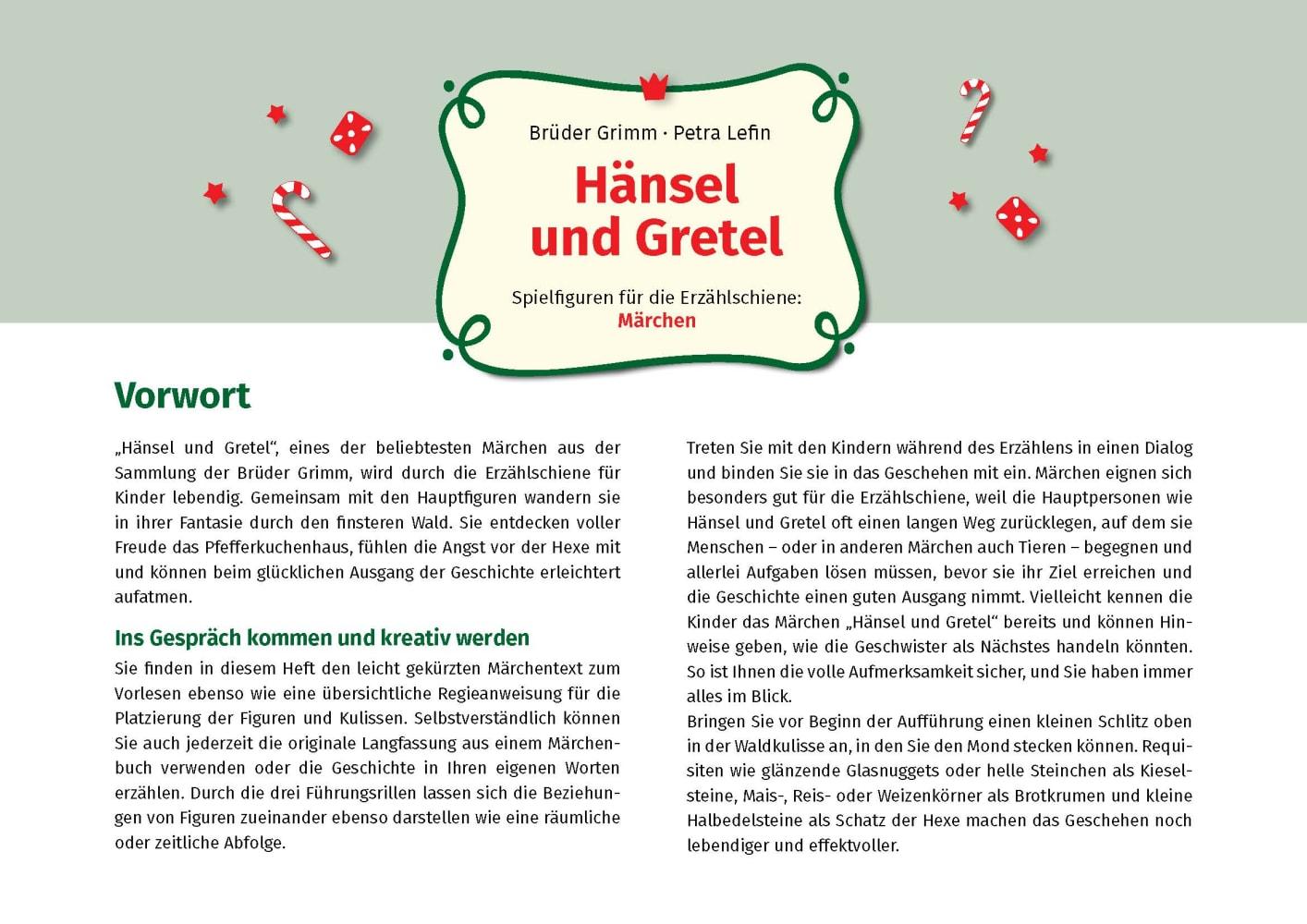 Beispielinhalt (Bild) Hänsel und Gretel. Erzählschienen-Figurenset