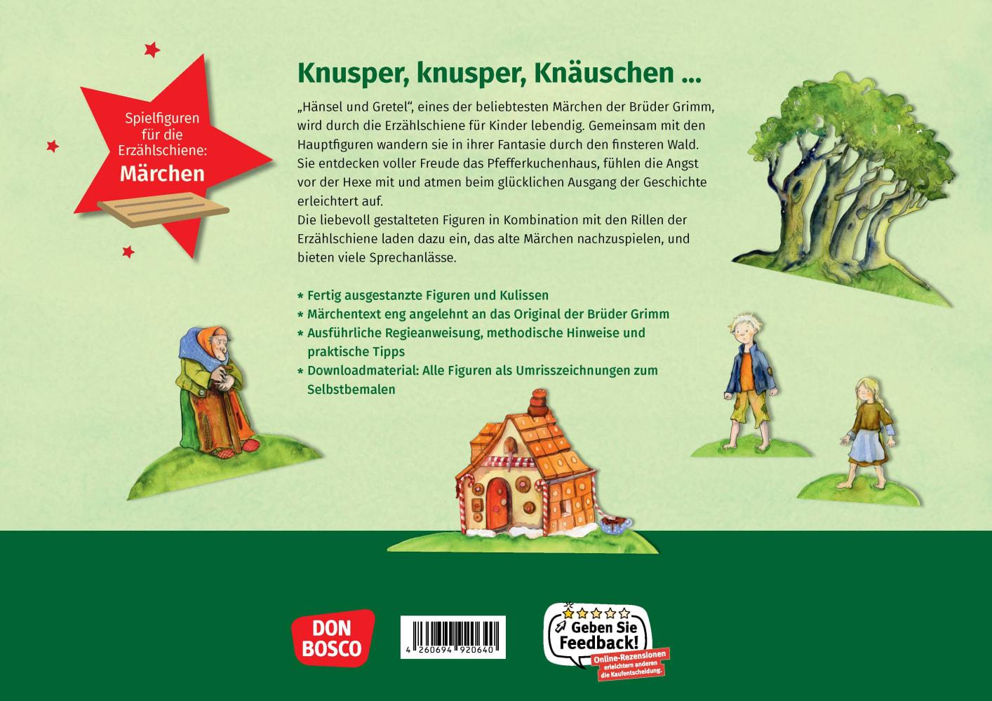 Beispielinhalt (Bild) Hänsel und Gretel. Erzählschienen-Figurenset