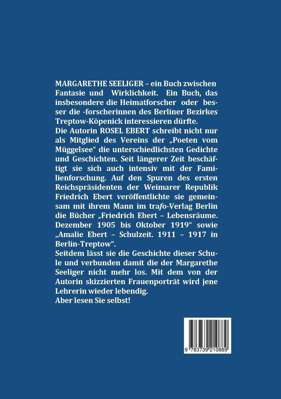 Rückseitencover Margarethe Seeliger (1863 - 1944) - Die Bildung der Mädchen als Lebensmaxime