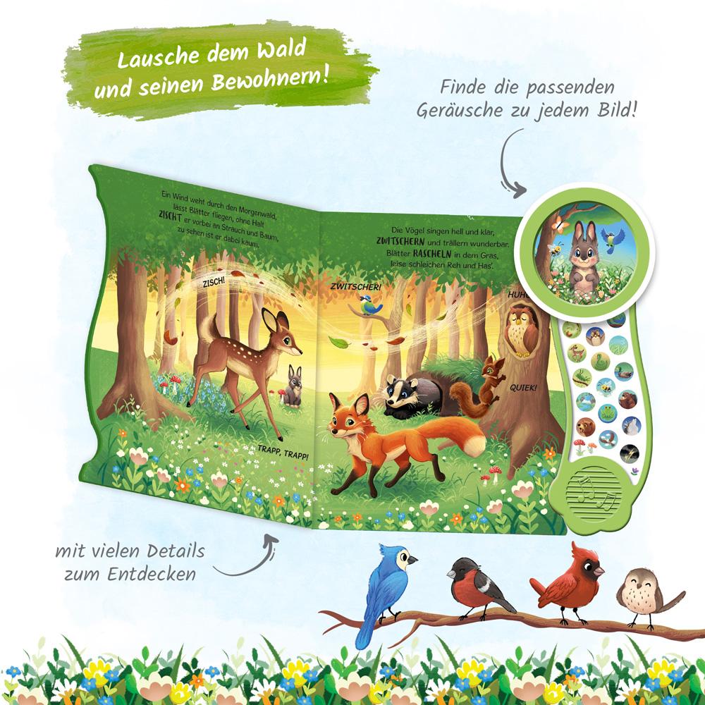 Beispielinhalt (Bild) TRÖTSCH - Soundbuch "In der Natur" | Interaktives Soundbuch mit 18 realistischen Geräuschen aus der Natur, zauberhaften Illustrationen und eingängigen Reimen für die Kleinsten | Ab 18 Monaten