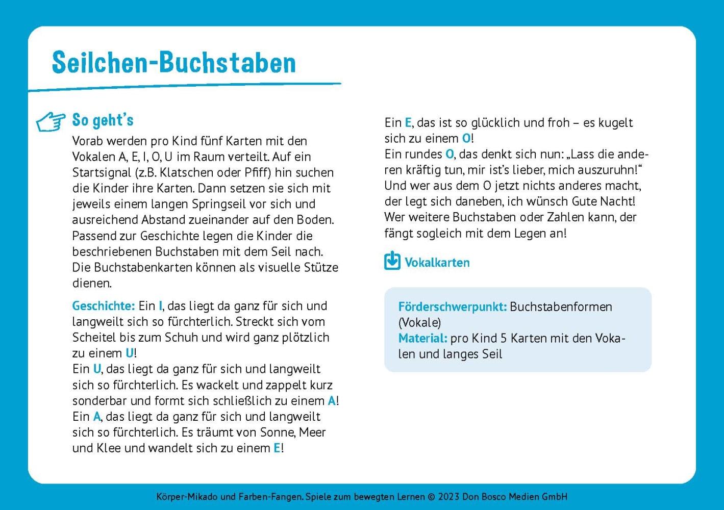 Beispielinhalt (Bild) Körper-Mikado und Farben-Fangen