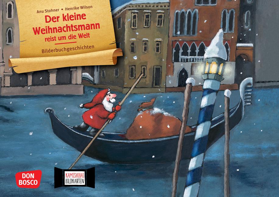 Vorderes Coverbild Der kleine Weihnachtsmann reist um die Welt. Kamishibai Bildkartenset