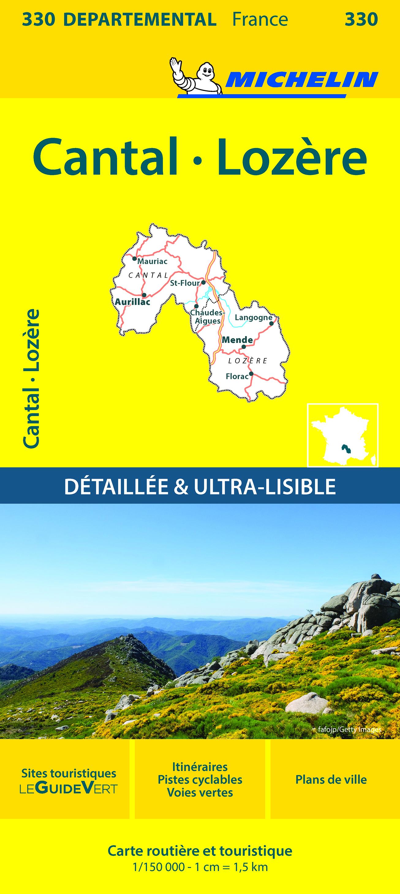 Vorderes Coverbild Cantal, Lozire - Michelin Local Map 330