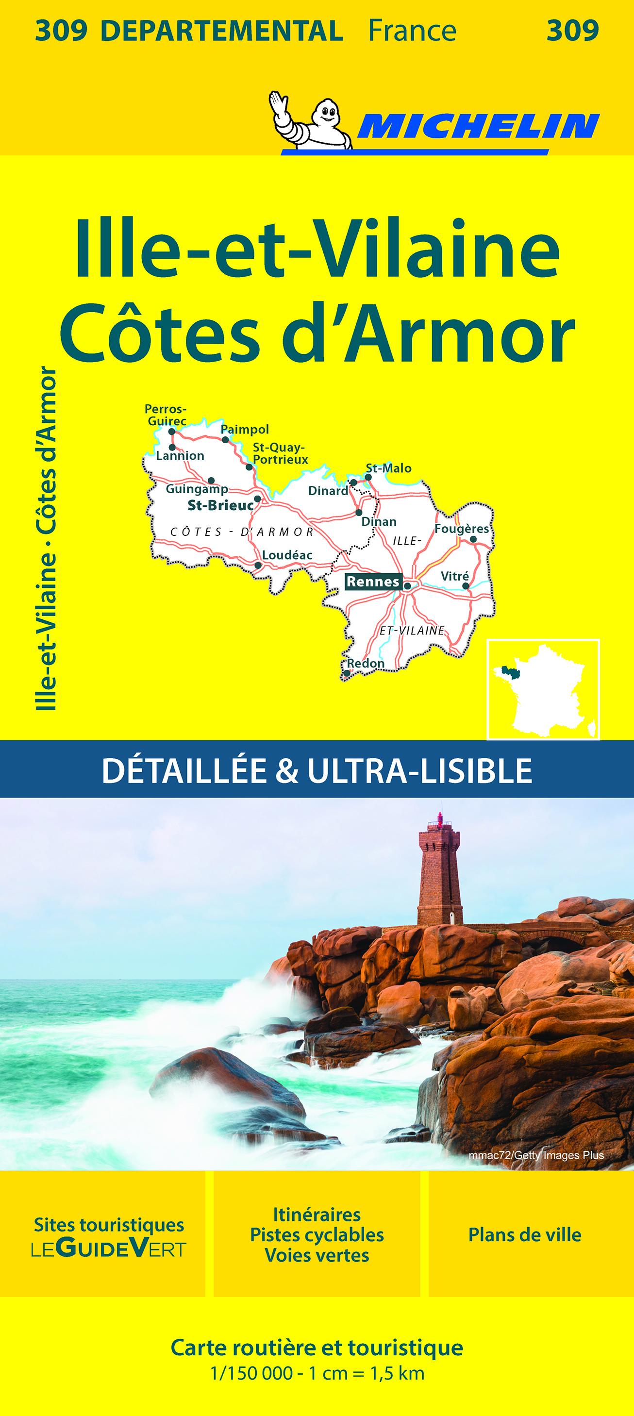 Vorderes Coverbild Cotes-d'Armor, Ille-et-Vilaine - Michelin Local Map 309