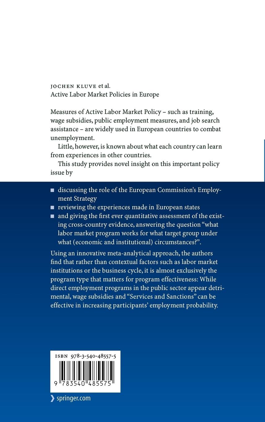Rückseitencover Active Labor Market Policies in Europe
