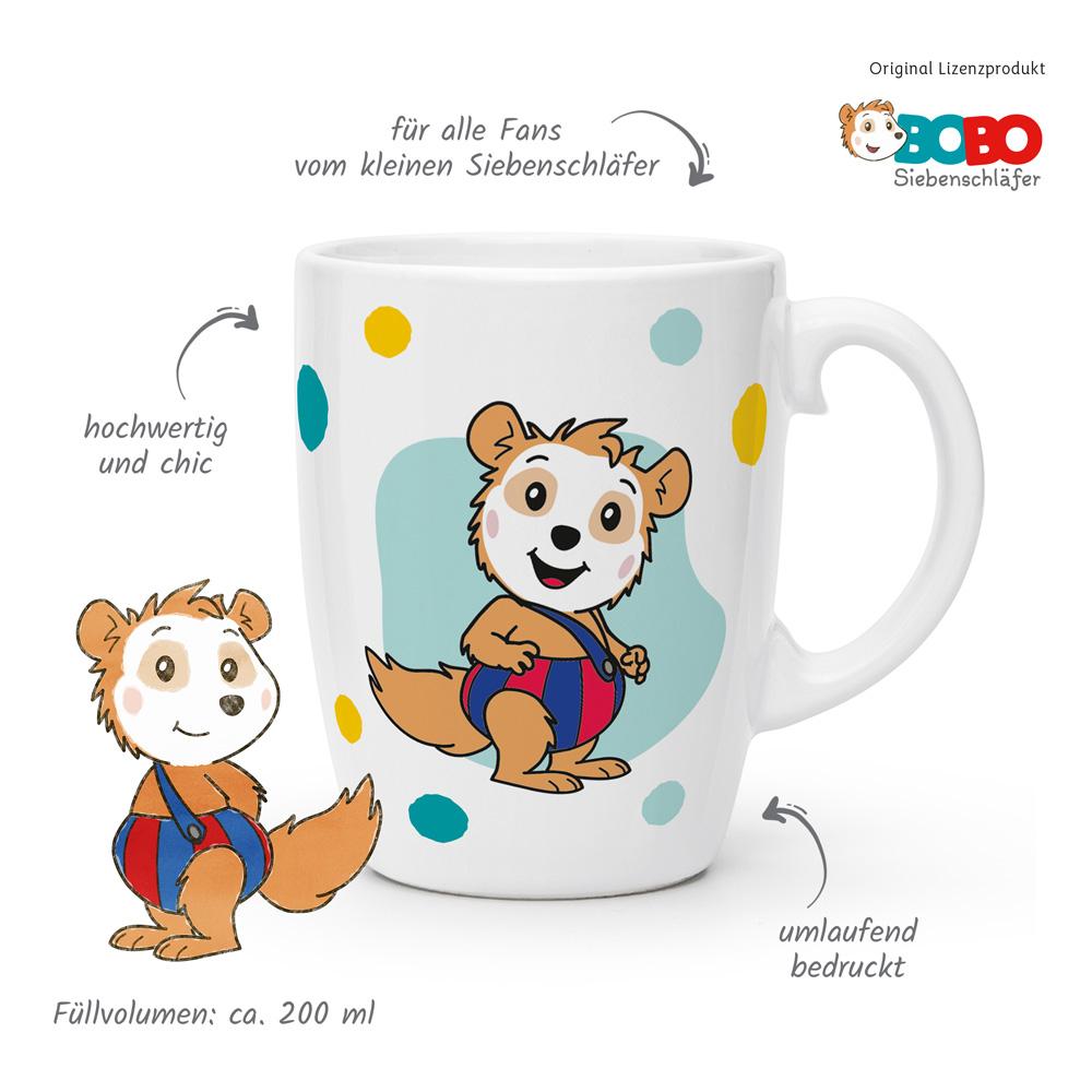 Beispielinhalt (Bild) Trötsch Bobo Siebenschläfer Kindertasse blau Geschenktasse aus Porzellan