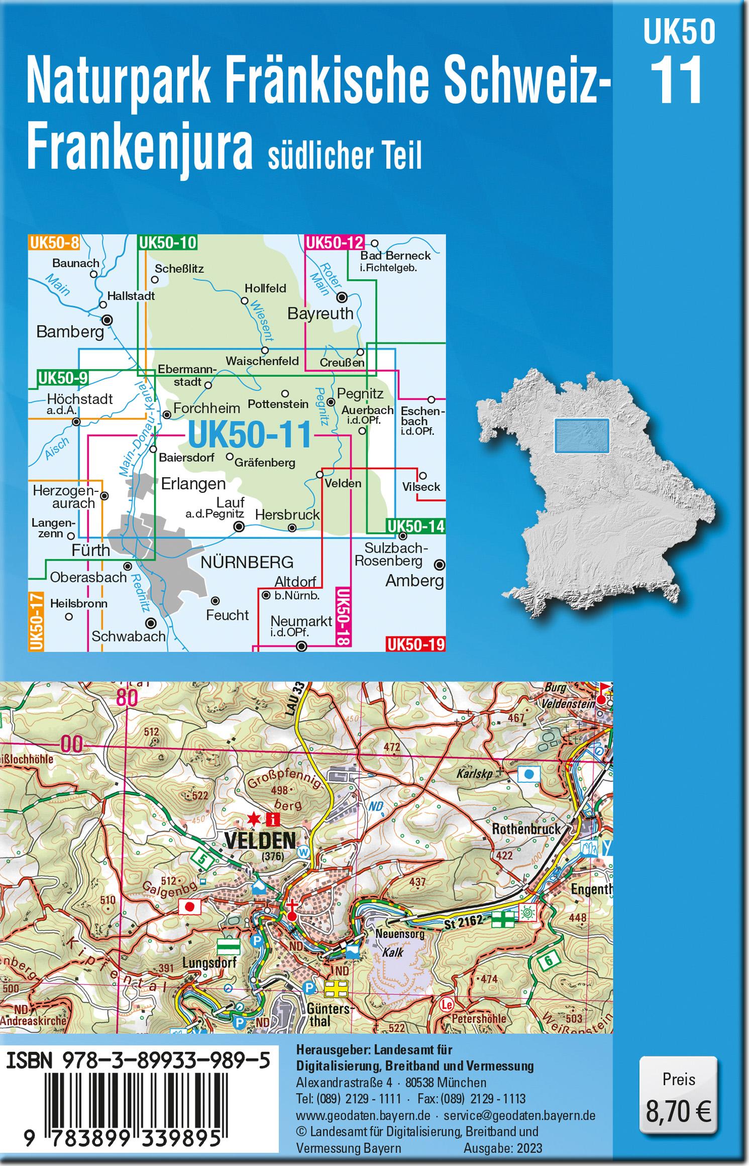 Rückseitencover UK50-11 Naturpark Fränkische Schweiz - Frankenjura südlicher Teil