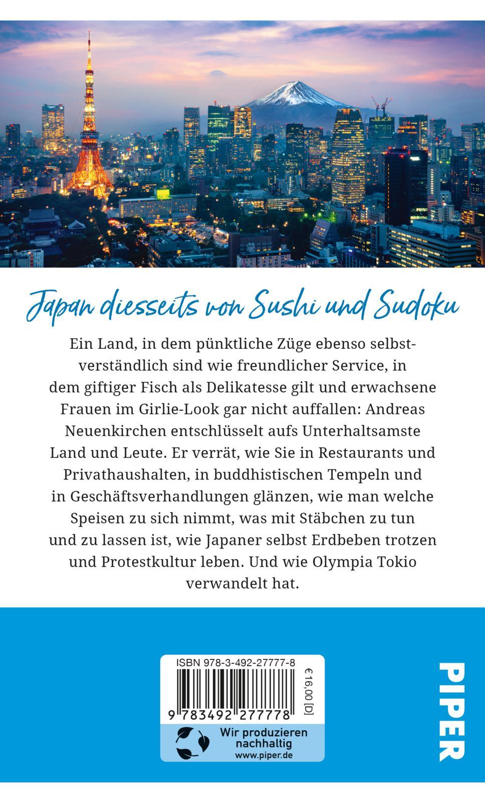 Rückseitencover Gebrauchsanweisung für Tokio und Japan