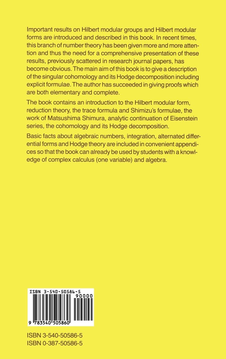 Rückseitencover Hilbert Modular Forms