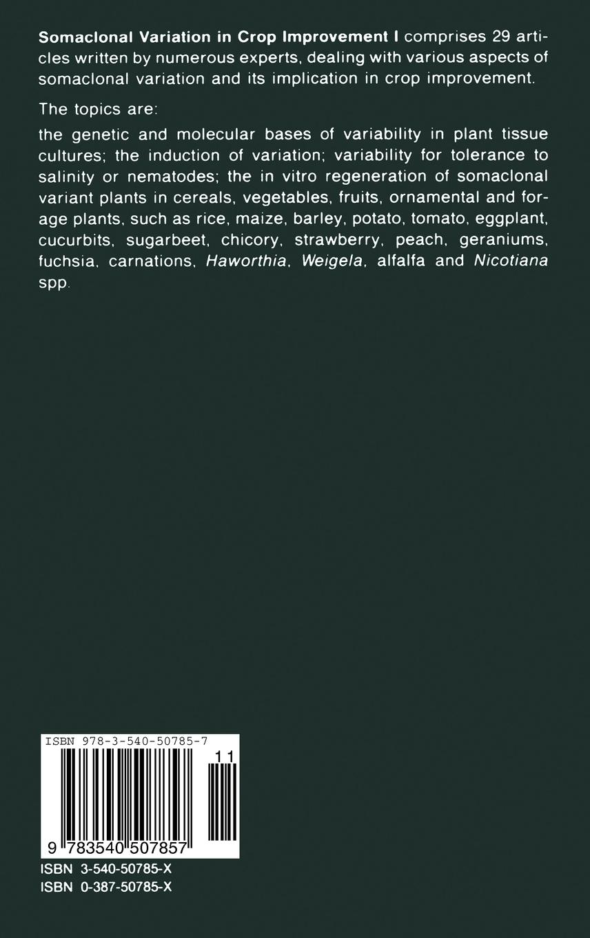 Rückseitencover Somaclonal Variation in Crop Improvement I