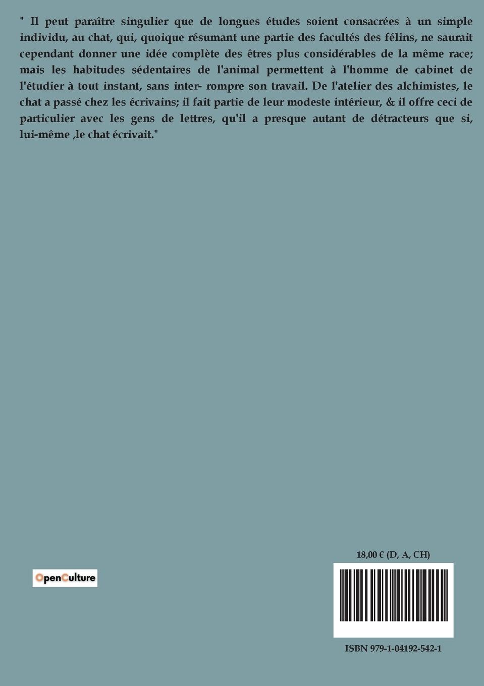 Rückseitencover Les chats : Histoire; Moeurs; Observations; Anecdotes