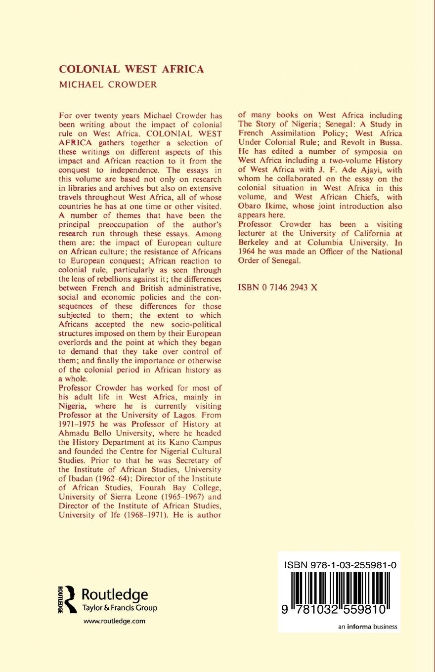 Rückseitencover Colonial West Africa