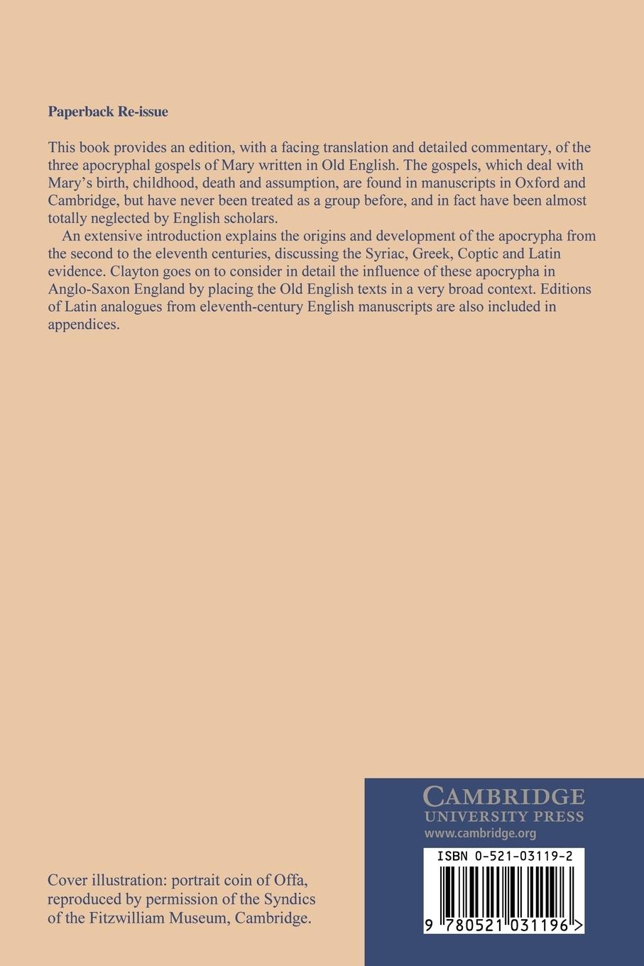 Rückseitencover The Apocryphal Gospels of Mary in Anglo-Saxon England