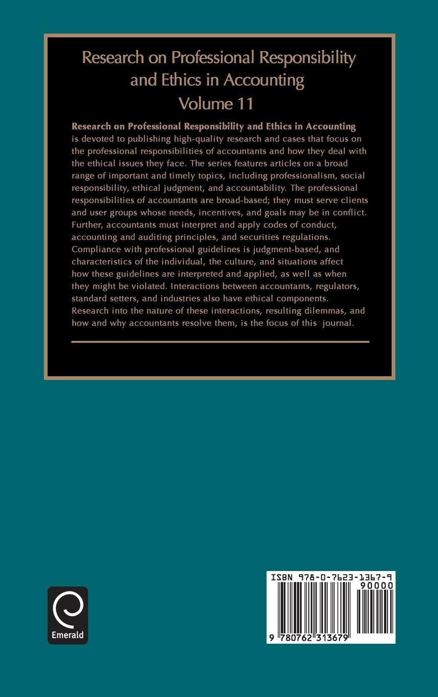 Rückseitencover Research on Professional Responsibility and Ethics in Accounting