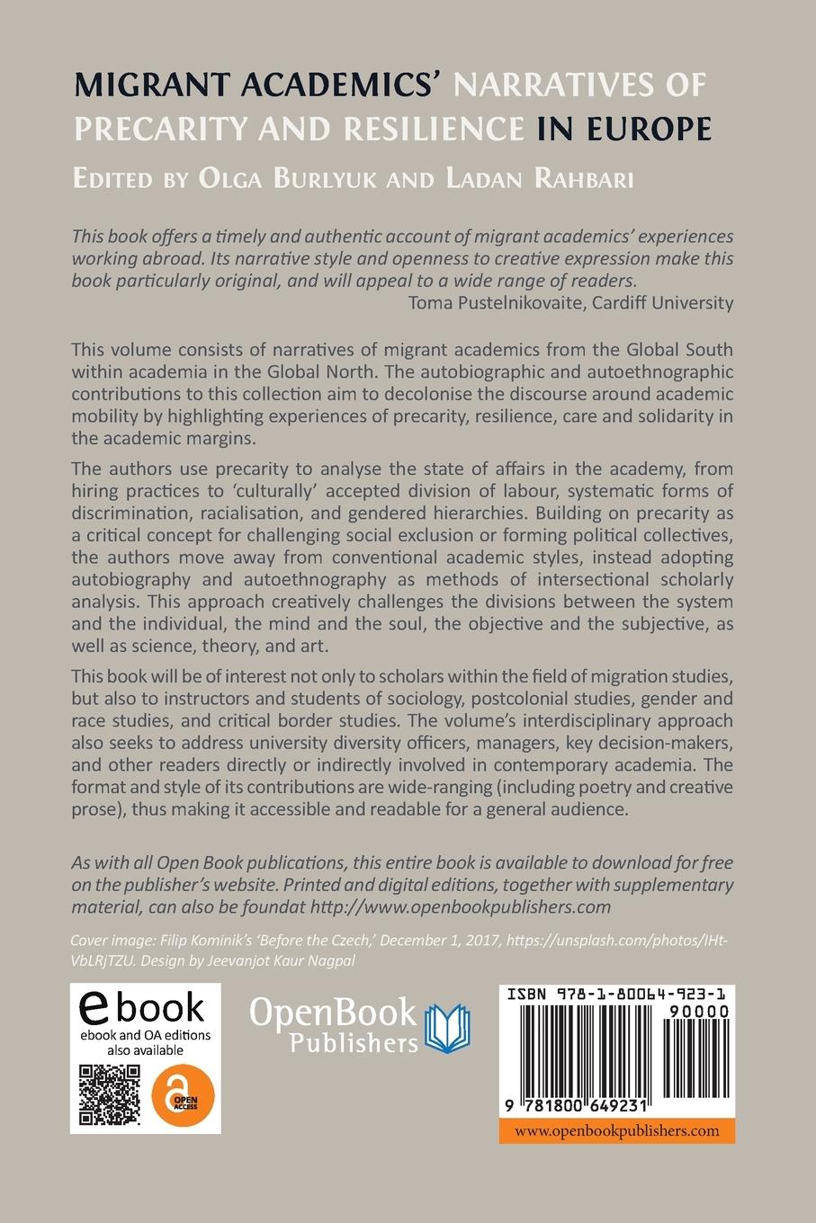 Rückseitencover Migrant Academics' Narratives of Precarity and Resilience in Europe