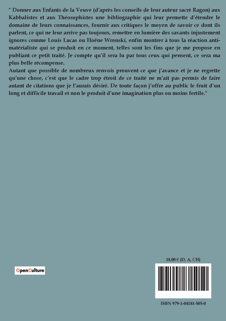 Rückseitencover L'occultisme contemporain