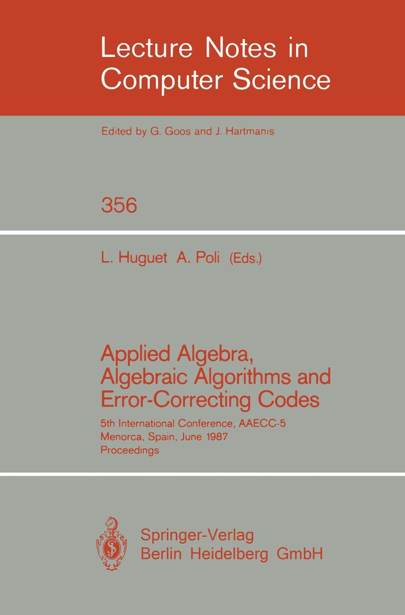 Vorderes Coverbild Applied Algebra, Algebraic Algorithms and Error-Correcting Codes