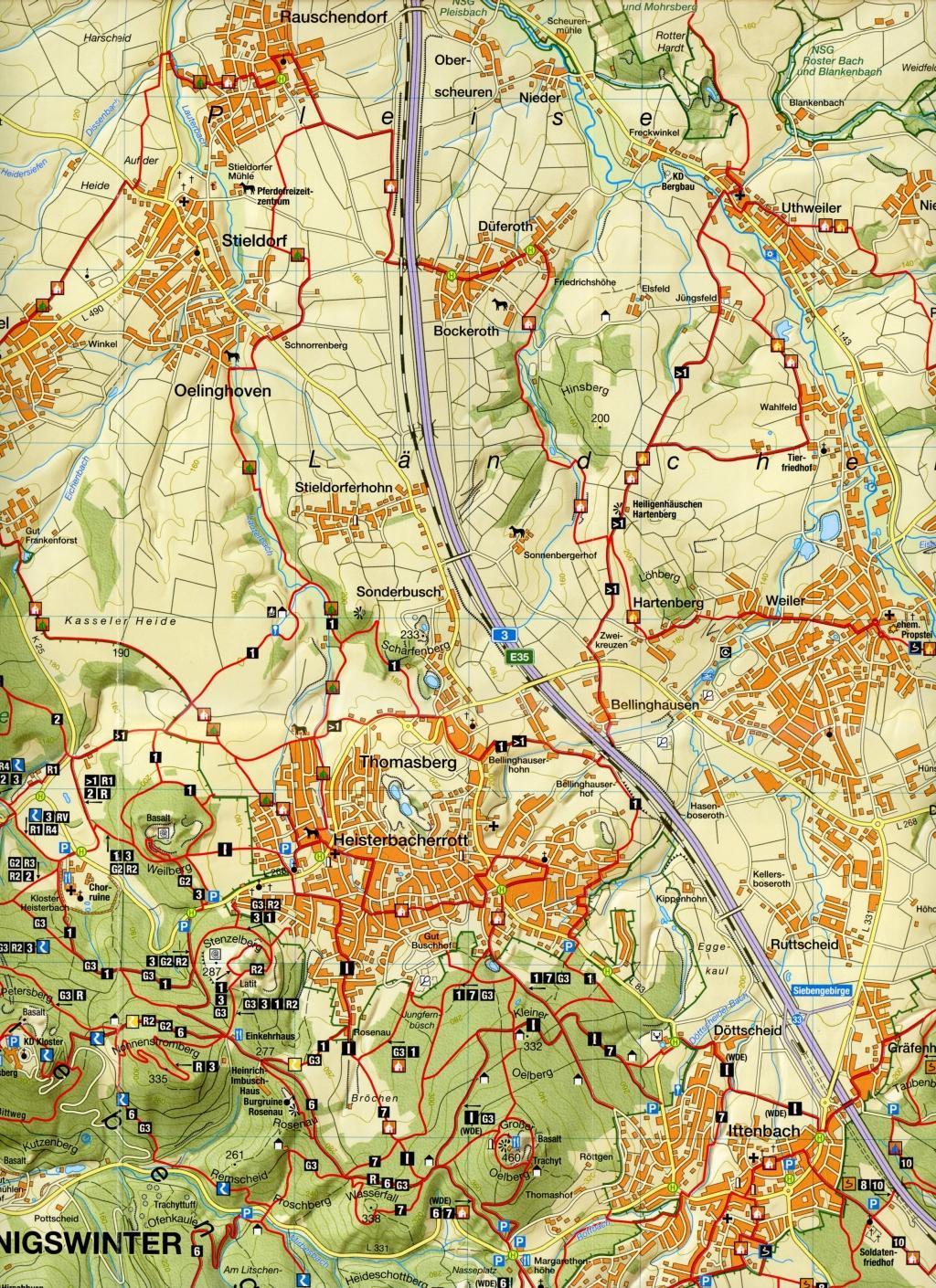 Beispielinhalt (Bild) Wanderkarte Naturpark Siebengebirge 1:25.000