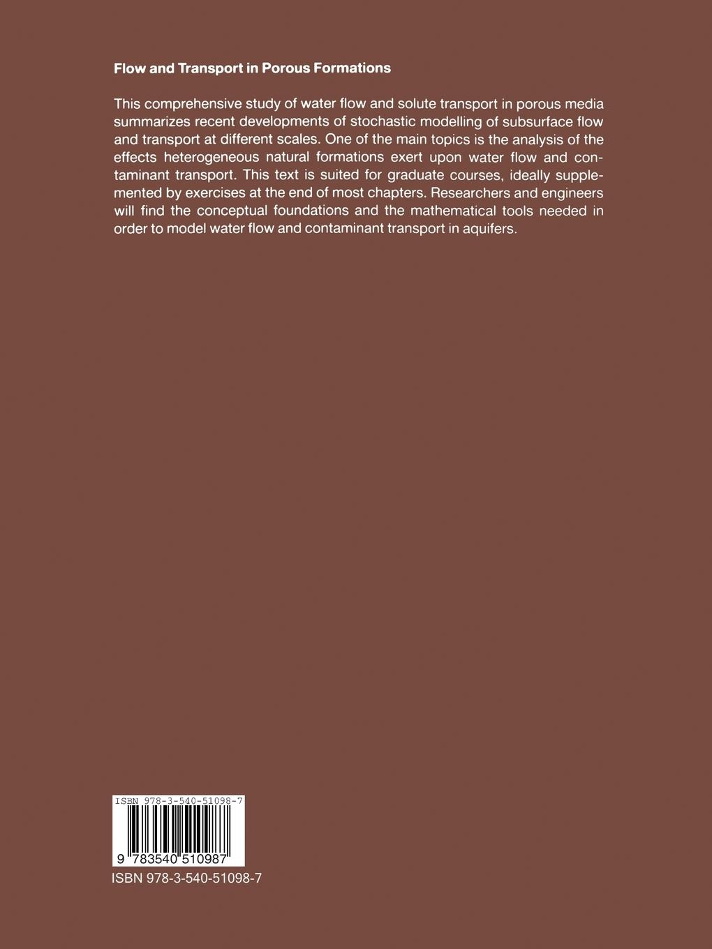 Rückseitencover Flow and Transport in Porous Formations