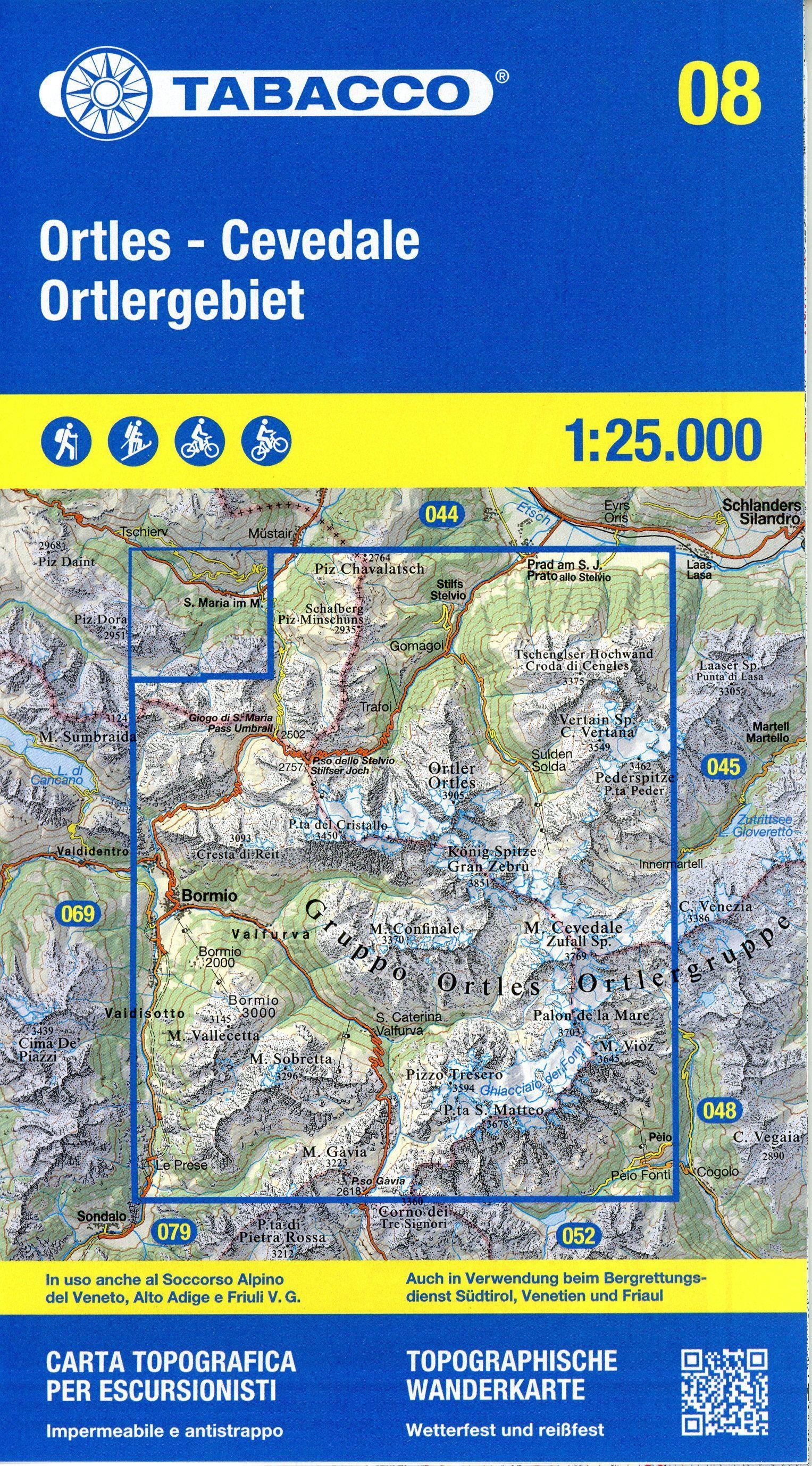 Vorderes Coverbild Tabacco Wandern Ortlergebiet 1:25000