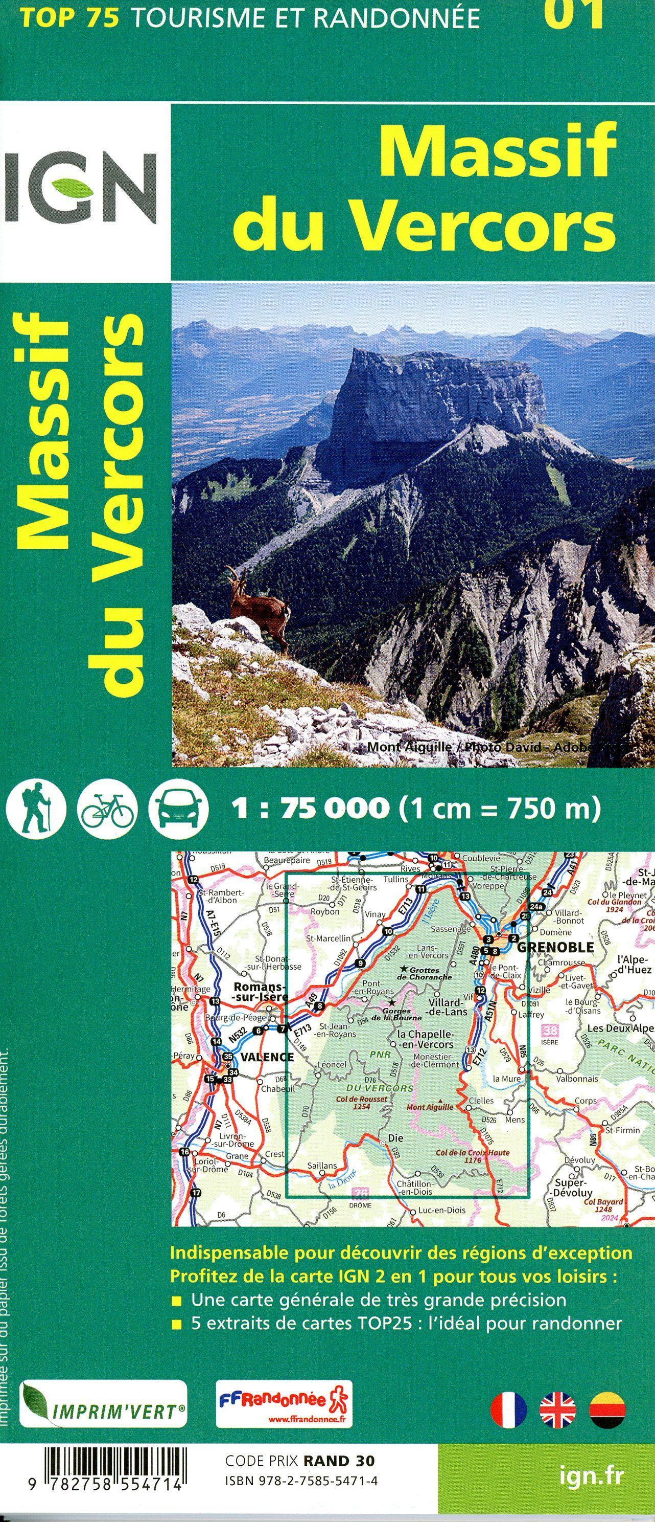 Beispielinhalt (Bild) IGN 75 000 Touristische Wanderkarte 01 Massif du Vercors