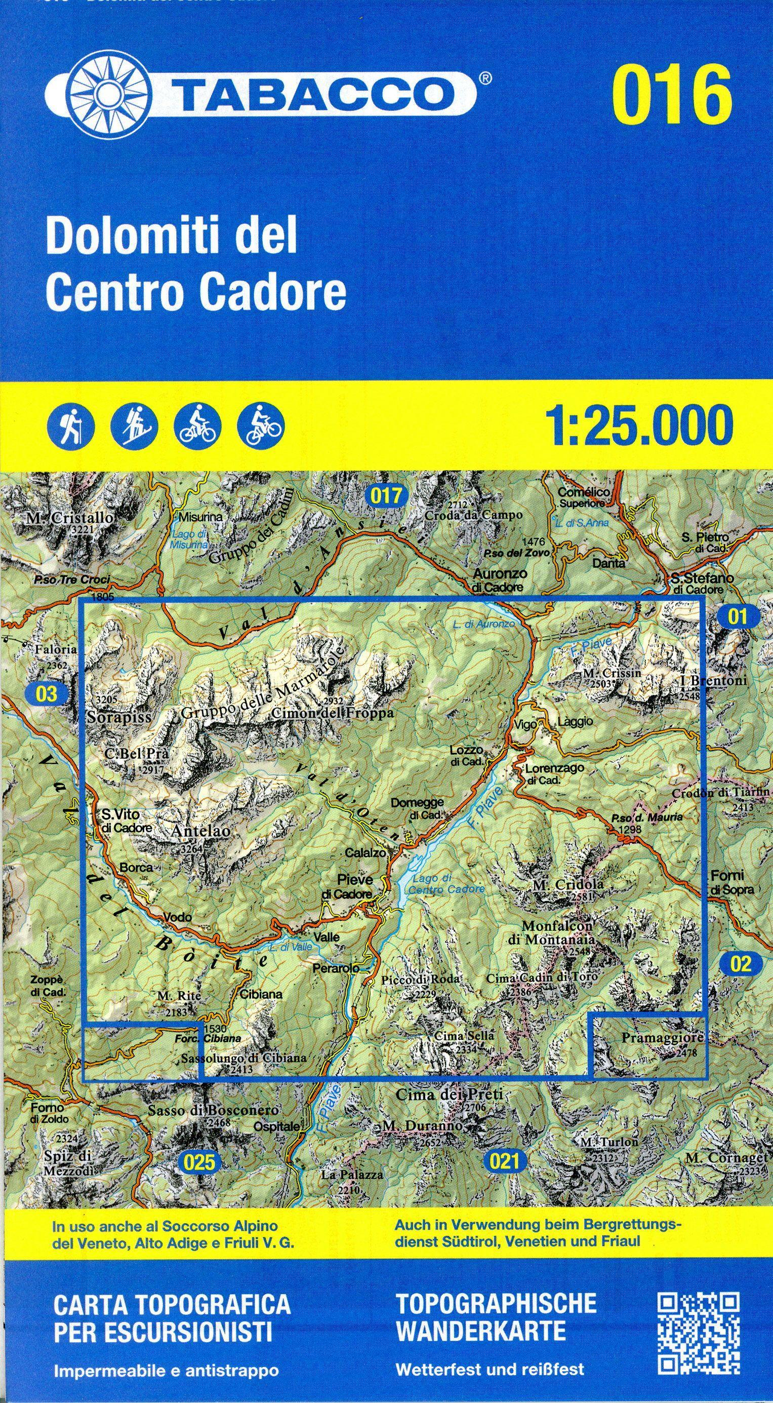 Vorderes Coverbild Tabacco Wandern Dolomiti Cadore 1:25000